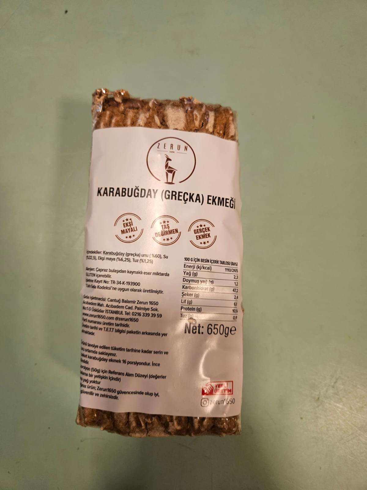 KARABUĞDAY EKMEĞİ - 650 GR